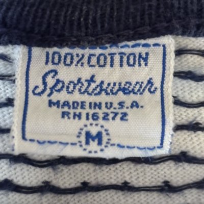 画像2: 50's "Sportswear”　WHITE × NAVY　PIN DOT　PATTERN　JACQUARD　KNIT　Tee SHIRTS　rare !!