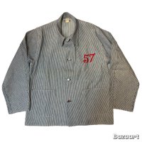 40's DEAD STOCK　”It's Walker"　HICKORY STRIPE　2 POCKET　COVERALL JACKET　WITH EMBROIDERY　SIZE:44