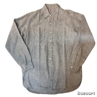 画像1: early 50's "ELBECO"　SALT & PEPPER　COTTON × WOOL　WORK　SHIRTS　マチ付き　good materials !!