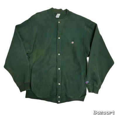 画像1: 90's "Champion Reverse Weave"　FULL SNAP BUTTON　with POCKETS　SWEAT SHIRTS　DARK GREEN　SIZE:XL