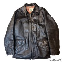 50's "Lawrence"　HORSE　HIDE　FULL　ZIP.　LEATHER　JACKET　BLACK　good quality !!　very good condition !!