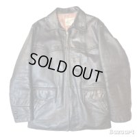 50's "Lawrence"　HORSE　HIDE　FULL　ZIP.　LEATHER　JACKET　BLACK　good quality !!　very good condition !!
