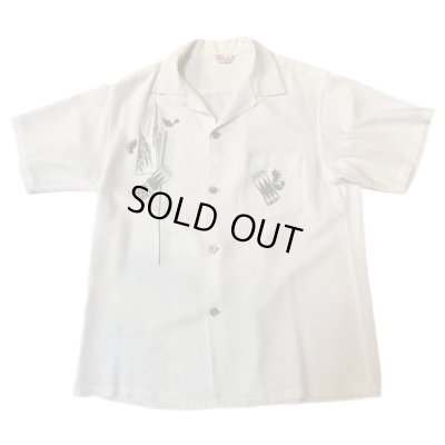 画像1: 50's "HAWAIIAN TOGS"　ABSTRACT　PATTERN　PRINTED　WHITE　RAYON　HAWAIIAN　SHIRTS　good printed !!