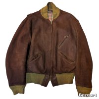 30's " Atkins　Huskies”　NUBUCK LEATHER　JACKET　WITH　REB　STYLE（like ma-1 style）　goood style !!