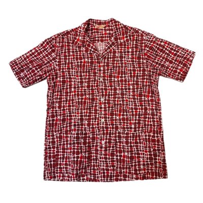 画像1: 50's MINT CONDITION　"Jantzen"　BILLIARDS　STYLE　ABSTRACT　PATTERN　COTTON　HAWAIIAN　SHIRTS　SIZE表記：M