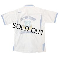 1965's MINT CONDITION　"A　ONE　STORE"　「U.S.AIR FORCE」　OKINAWA　JAPAN　SOUVENIR　COTTON　POPLIN　BOWLING　SHIRTS　WITH　UNUSUAL　BUTTON　WHITE × AIR FORCE BLUE　　