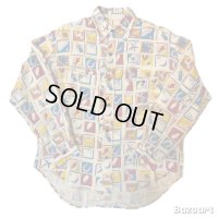 50's　PRINTED　COTTON　FLANNEL　SHIRTS　very good printed !!　good size !!　