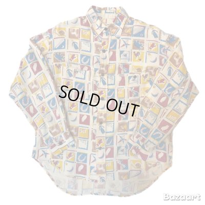 画像1: 50's　PRINTED　COTTON　FLANNEL　SHIRTS　very good printed !!　good size !!　