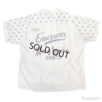 画像1: 50's ”King Louie”　ADVERTISING　RAYON　BOWLING　SHIRTS　WITH　STARS　EMBROIDERY　SIZE表記：L　good embroidery !!