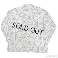 50's "Lauhala"　LONG　SLEEVE　RAYON　HAWAIIAN　SHIRTS　SIZE:M　good print !!