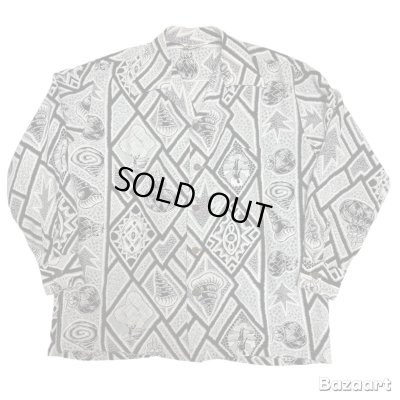 画像1: 50's "Lauhala"　LONG　SLEEVE　RAYON　HAWAIIAN　SHIRTS　SIZE:M　good print !!