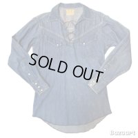 50's "MILLER"　LACE UP　PULLOVER　DENIM　WESTERN　SHIRTS　with　DIAGONAL　POCKETS　