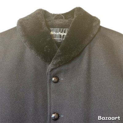 画像3: 50's MINT CONDITION　"Stratojac"　SHAWL　COLLAR　BLACK × BLACK　WOOL　COAT　BLACK !!　