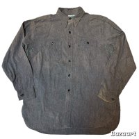 40's Montgomery Ward　” TOP CRAFT "　VENTILATION　BLACK　CHAMBRAY SHIRTS　ON BOOK　SPECIAL　good size !!　good design !! 