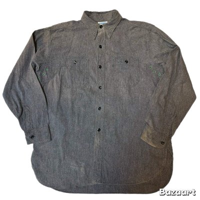 画像1: 40's Montgomery Ward　” TOP CRAFT "　VENTILATION　BLACK　CHAMBRAY SHIRTS　ON BOOK　SPECIAL　good size !!　good design !! 