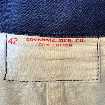 画像2: 40's- "COVERALL　MFG.　CO."　H.B.T.　WHITE × DARK NAVY　2 TONE　COLOR　COVERALL　JACKET　WITH　EMBROIDERY　SIZE表記：44