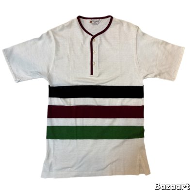 画像1: 60's DEAD STOCK　"MUNSINGWEAR"　WIDE　BORDER　HENRY　NECK　Tee SHIRTS　good design !!