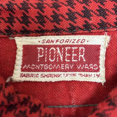 画像2: 50's "Montgomery Ward　PIONEER"　千鳥格子 CHECK PATTERN　PRINTED COTTON FLANNEL SHIRTS　マチ付き