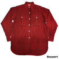 50's "Montgomery Ward　PIONEER"　千鳥格子 CHECK PATTERN　PRINTED COTTON FLANNEL SHIRTS　マチ付き