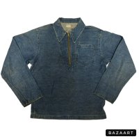 30's 「AL. MILLER」　half zip.　PULLOVER　杢 DENIM　JACKET　袖 巻き DENIM 使い　SPECIAL !!