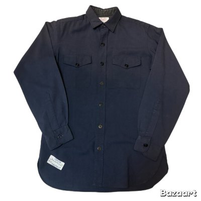 画像1: -60's "U.S.NAVAL　ACADEMY”　「Creighton × MIDSHIPMEN'S　STORE」　RAYON × POLY.　C.P.O.　 SHIRTS　マチ付き　SIZE:15　34　very rare !!