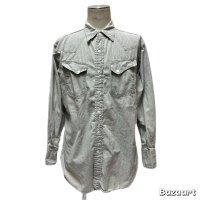 50's "TUF NUT"　GRAY　CHAMBRAY　WESTERN　SHIRTS　WITH　DIAGONAL　POCKET　マチ付き　good size !!　good condition !!