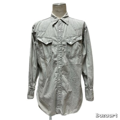 画像1: 50's "TUF NUT"　GRAY　CHAMBRAY　WESTERN　SHIRTS　WITH　DIAGONAL　POCKET　マチ付き　good size !!　good condition !!