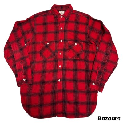 画像1: 50's "BIG MIKE"　OMBRE CHECK　PATTERN　COTTON　PRINTED　FLANNEL　SHIRTS　マチ付き　SIZE:15　good printed !!