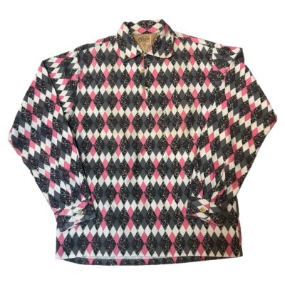 画像1: 50's DEAD STOCK　”OLD　KENTUCKY"　PINK × GRAY × BLACK　「DIA　PATTERN」　COTTON　PRINTED　FLANNEL　PULLOVER　SHIRTS　on book !!　special !!　