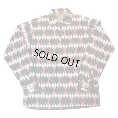 画像1: 50's DEAD STOCK　”OLD　KENTUCKY"　PINK × GRAY × BLACK　「DIA　PATTERN」　COTTON　PRINTED　FLANNEL　PULLOVER　SHIRTS　on book !!　special !!　