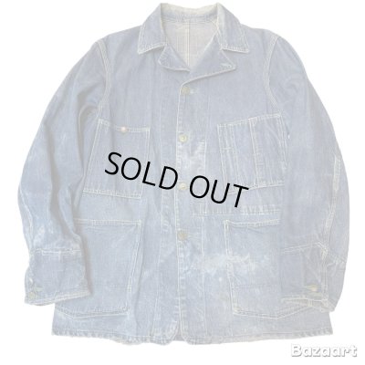 画像1: 40's "OSHKOSH"　DENIM　COVERALL　JACKET　WITH　DOUBLE　CUFFS　good size !!