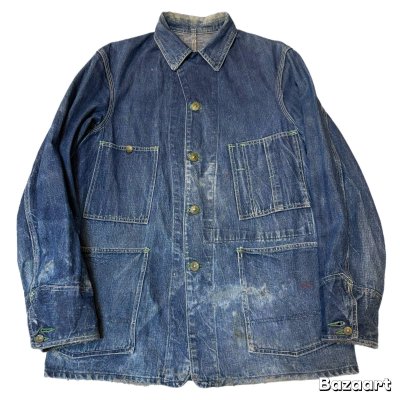 画像2: 40's "OSHKOSH"　DENIM　COVERALL　JACKET　WITH　DOUBLE　CUFFS　good size !!