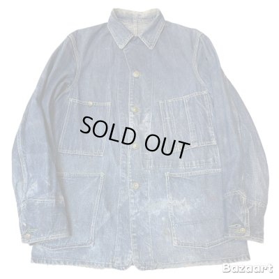 画像2: 40's "OSHKOSH"　DENIM　COVERALL　JACKET　WITH　DOUBLE　CUFFS　good size !!