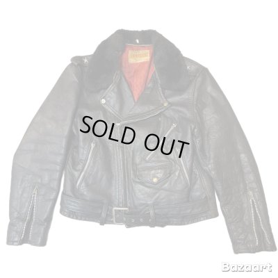 画像1: 50's "PENNEY'S"　「ONE　STAR」　DOUBLE　BREST　LEATHER　JACKET　WITH　DETACHABLE　BOA　COLLAR　good condition !!　good size !!