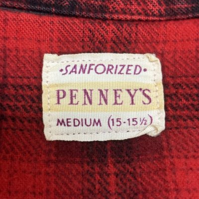 画像2: 50's "PENNY'S"　OMBRE CHECK　PATTERN　PRINTED　COTTON FLANNEL　SHIRTS　マチ付き　SIZE：M　（15-15 1/2)