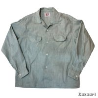 50's "Mc Call"　RAYON × COTTON　カスリ柄　PEPPERMINT GREEN　LONG　SLEEVE　SHIRTS　SIZE表記：L　good color !!　good size !!