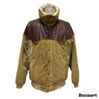 70's "POWDERHORN　MOUNTANEERING"　LEATHER × CORDUROY　DOWN JACKET　good size !!　good condition !!