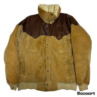 70's "POWDERHORN　MOUNTANEERING"　LEATHER × CORDUROY　DOWN JACKET　good size !!　good condition !!