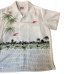 画像7: 50's "Berma"　PINK　FLAMINGO,　PALMTREE　AND　SO　ON　HORIZONTAL　PATTERN　WHITE　RAYON　HAWAIIAN　SHIRTS　SIZE表記：M　