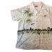 画像6: 50's "Berma"　PINK　FLAMINGO,　PALMTREE　AND　SO　ON　HORIZONTAL　PATTERN　WHITE　RAYON　HAWAIIAN　SHIRTS　SIZE表記：M　