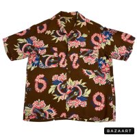 40's ”Del Mar”　Macintosh　MENU柄　"UKULELE&LEI"　BROWN × PINK　SIZE:M　ON BOOK　beautiful color !!