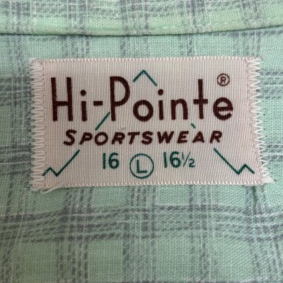 画像2: early 50's "Hi - POINTE"　PEPPERMINT　×　GRAY、WHITE　CHECK　PRINTED　COTTON　SHIRTS　SIZE：L　（16　16 1/2）