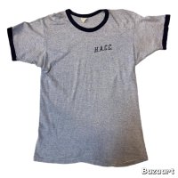 60's "Champion"　「H.A.C.C.」　しみ込み PRINTED　RINGER　Tee SHIRTS　SIZE表記：LARGE　42 - 44