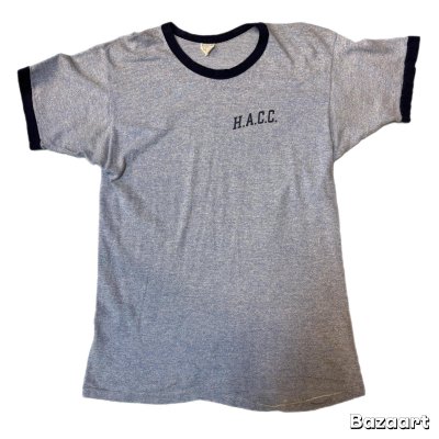 画像1: 60's "Champion"　「H.A.C.C.」　しみ込み PRINTED　RINGER　Tee SHIRTS　SIZE表記：LARGE　42 - 44