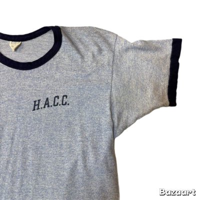 画像2: 60's "Champion"　「H.A.C.C.」　しみ込み PRINTED　RINGER　Tee SHIRTS　SIZE表記：LARGE　42 - 44