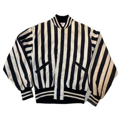 画像1: -50's "Rawlings"　COTTON　POPLYN　BLACK × WHITE　STRIPE　UMPIRE　JACKET　WITH　掛けBITTON　SIZE表記：M