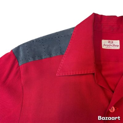 画像11: 50's "Argyle Shop"　COTTON　SUEDE　PATCHED　WITH　SEWING　RAYON　GABARDINE　LONG　SLEEVE　SHIRTS　SIZE表記：M　good condition !!