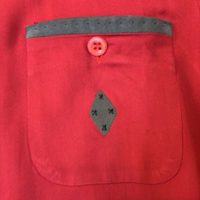 画像6: 50's "Argyle Shop"　COTTON　SUEDE　PATCHED　WITH　SEWING　RAYON　GABARDINE　LONG　SLEEVE　SHIRTS　SIZE表記：M　good condition !!