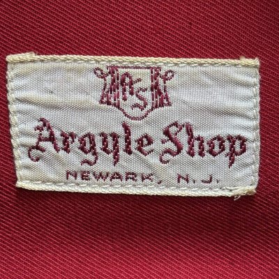 画像2: 50's "Argyle Shop"　COTTON　SUEDE　PATCHED　WITH　SEWING　RAYON　GABARDINE　LONG　SLEEVE　SHIRTS　SIZE表記：M　good condition !!