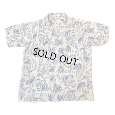 画像1: 50's "Del. Montz"　「ROOSTER」　PRINNTED　RAYON　HAWAIIAN　SHIRTS　WHITE ベース　special !!